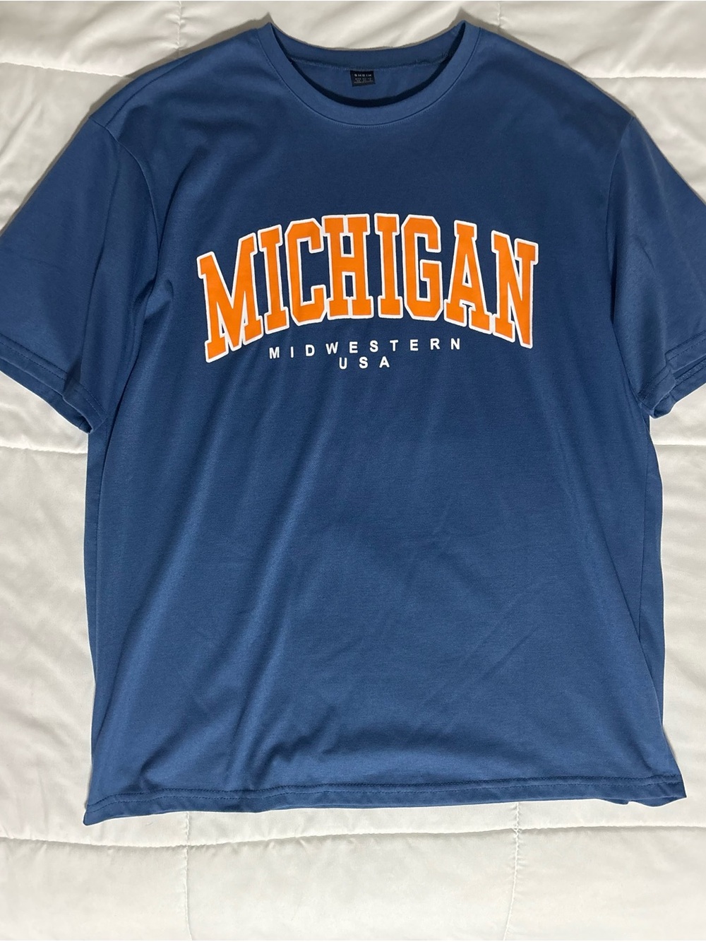 Oversized Michigan Graphic Tee in Blue and Orange